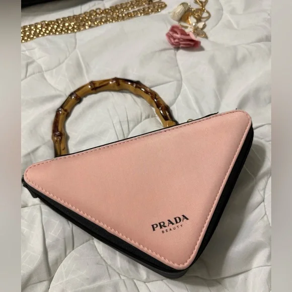 Prada Pink and Black Triangle Clutch - Picture 8 of 9